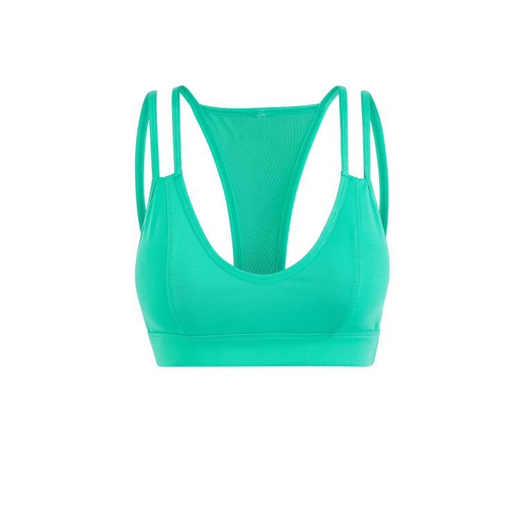 Sujetador deportivo de punto liso nolimitiz verde esmeralda.