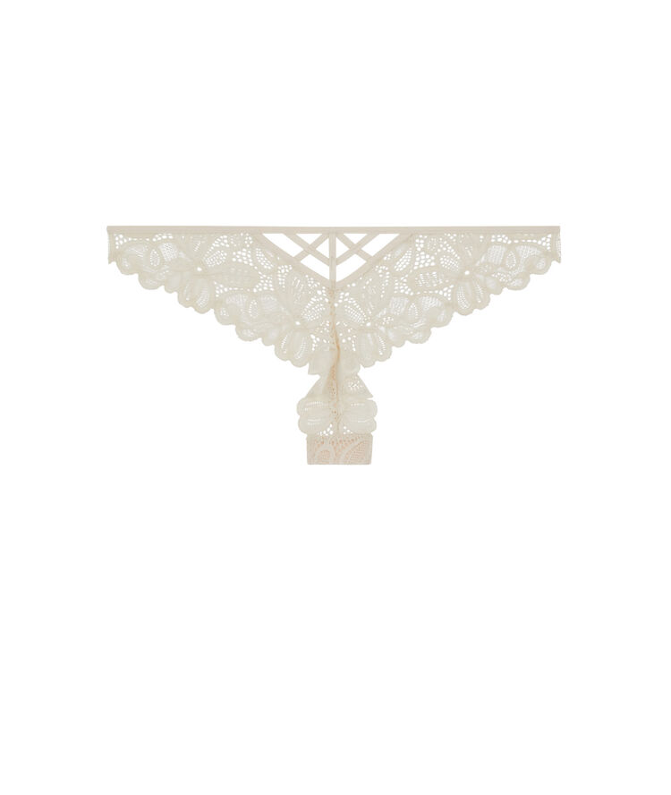Tanga en dentelle - beige beige.
