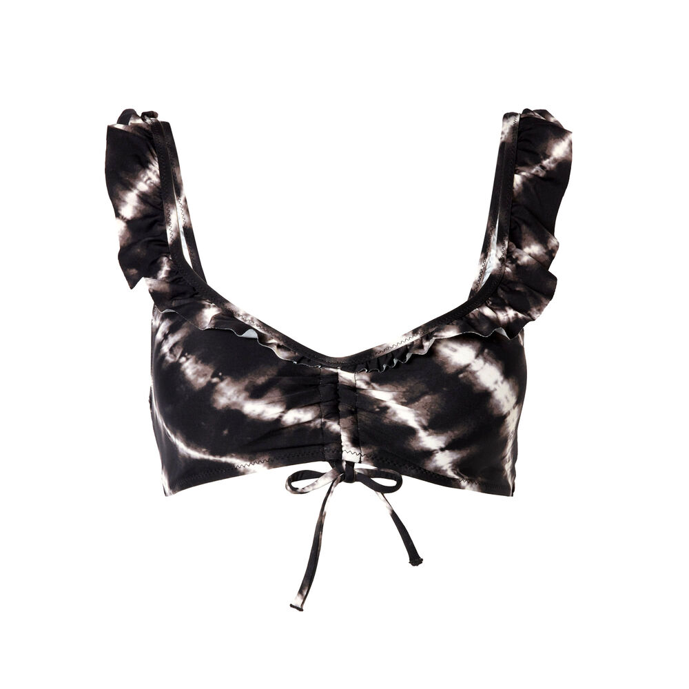 Parte de arriba de bikini con tirantes y volante - negro negro.