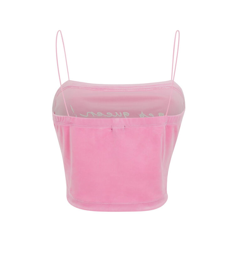 Crop top de terciopelo - rosa rosa.
