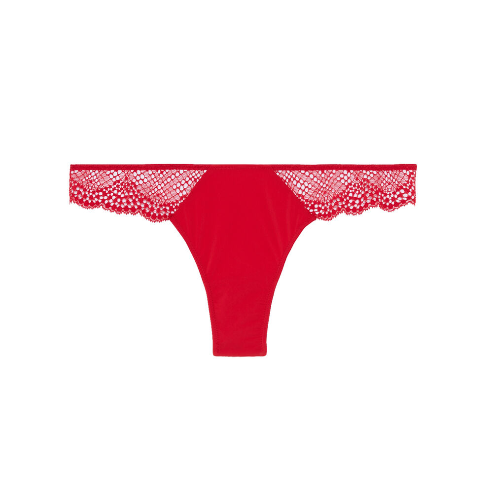 Braguita brasileña de encaje calado - rojo rojo.
