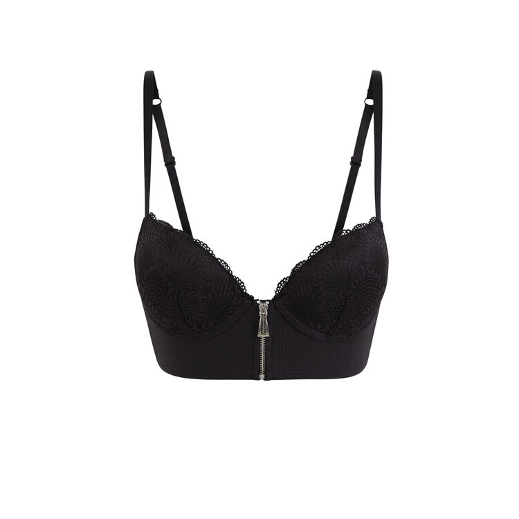 Sujetador corpiño push-up micro microribiz negro.