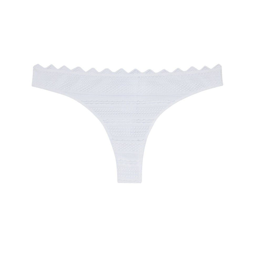 Braguita brasileña de encaje geométrico - blanco blanco.