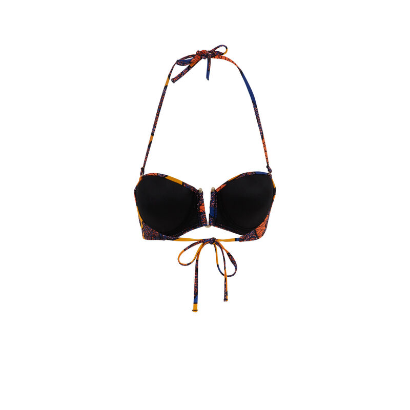 Parte de arriba de bikini bandeau azul afroiz Parte de arriba de bikini bandeau azul afroiz;