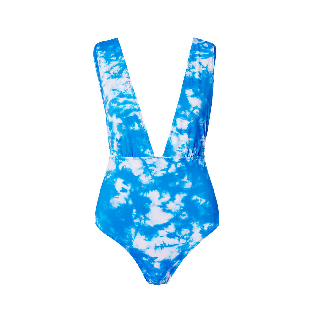 Bañador de una pieza con escote pronunciado - azul azul.