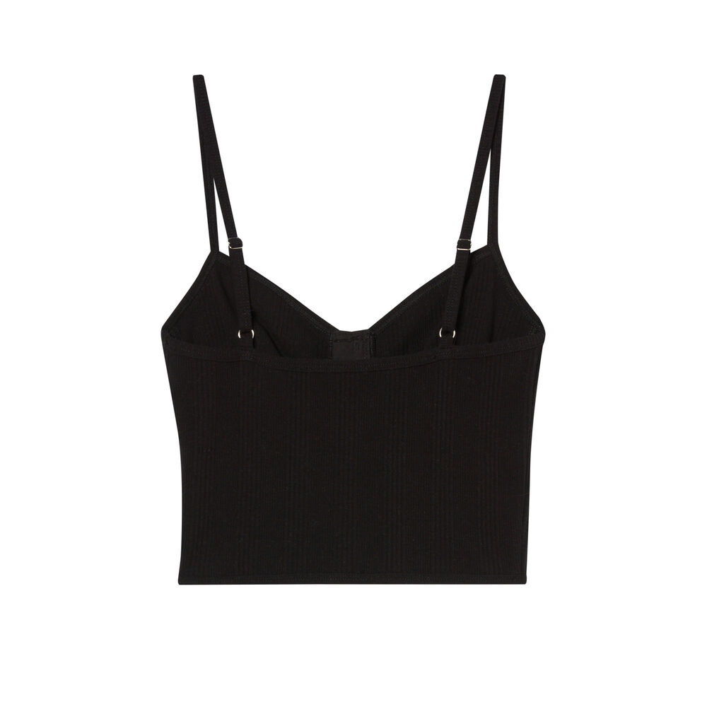 Top efecto corsé con tirantes finos - negro negro.