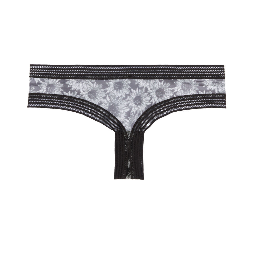 Braguita culotte de tul con motivos de girasoles - negro negro.