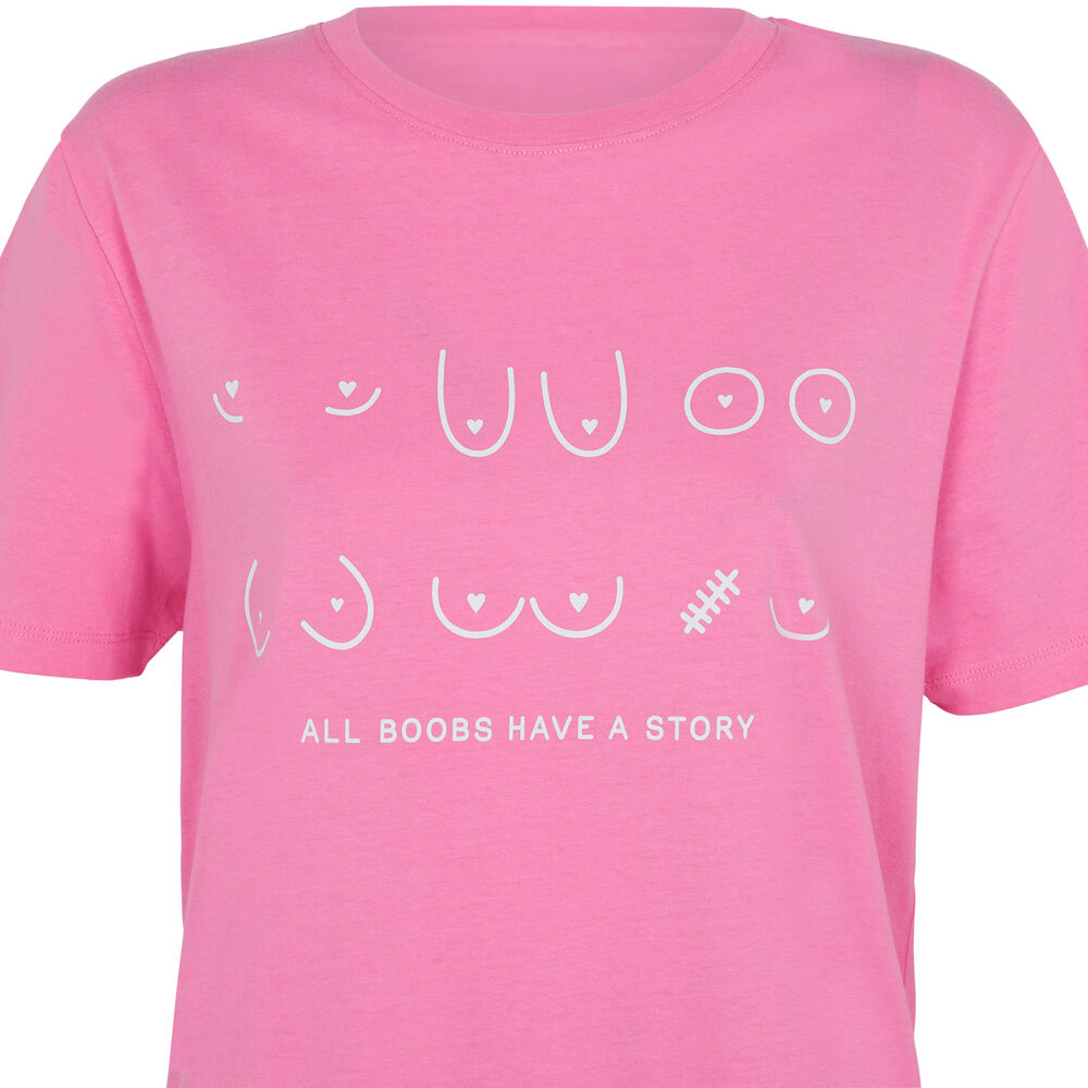 Camiseta larga estampado all boobs - rosa rosa.