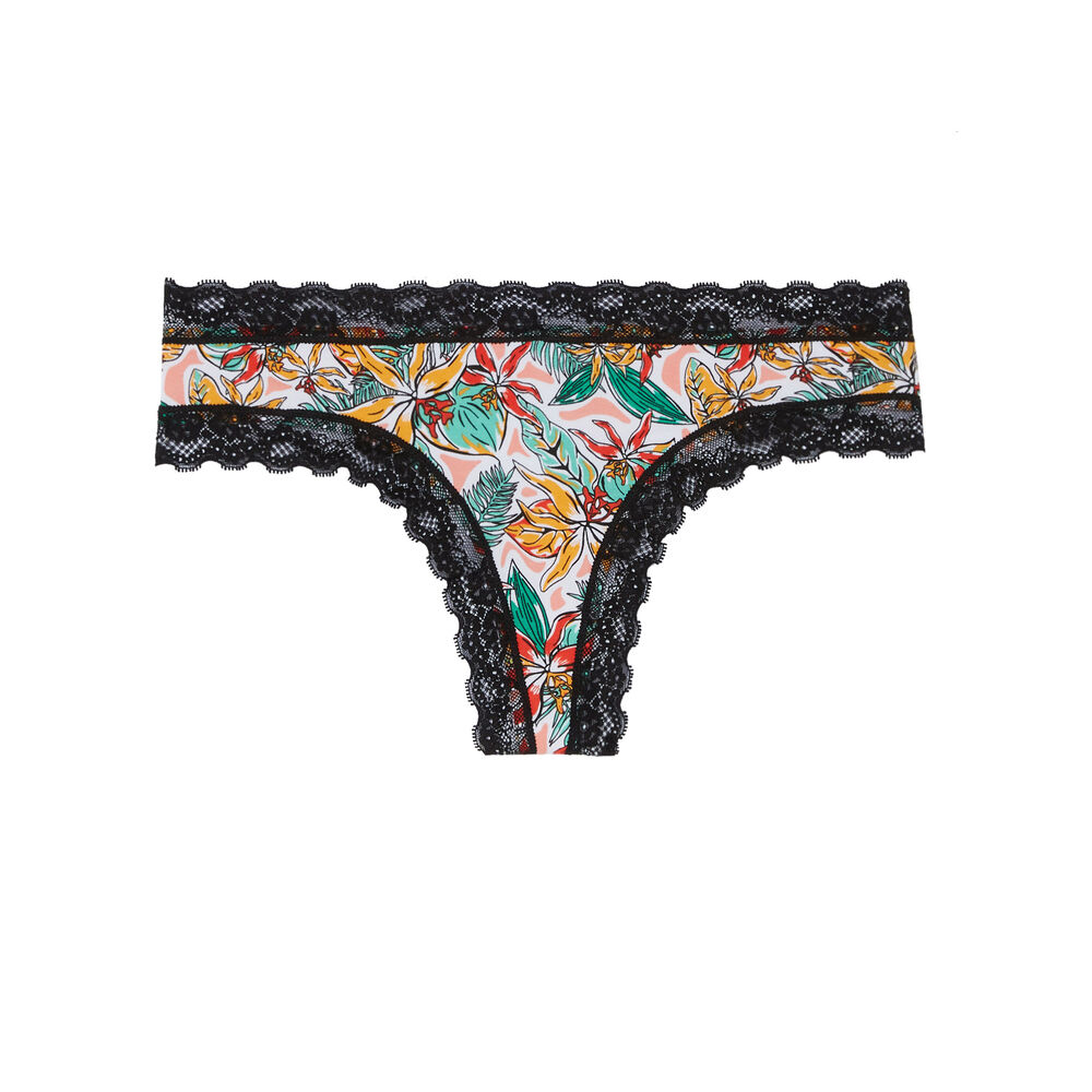 Braguita culotte de algodón con estampado de palmeras - rosa rosa.