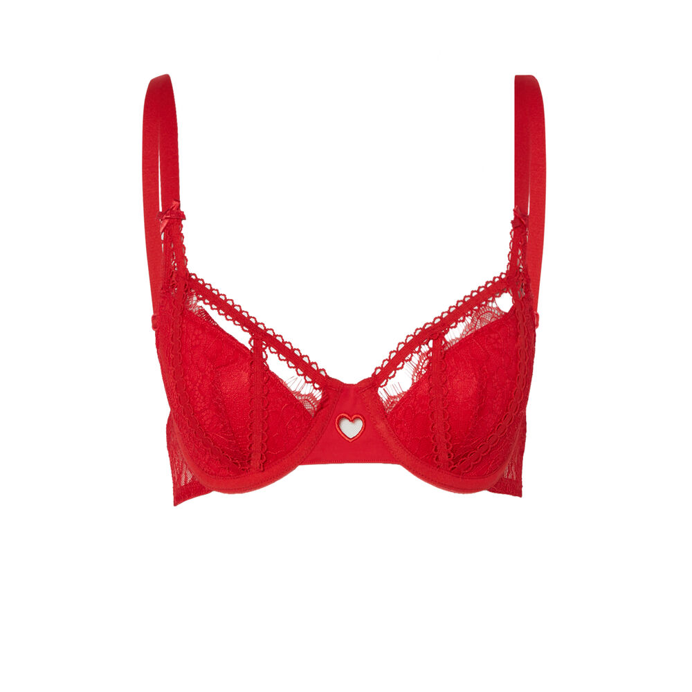 Sujetador de aumento con lazos sexy - rojo rojo.
