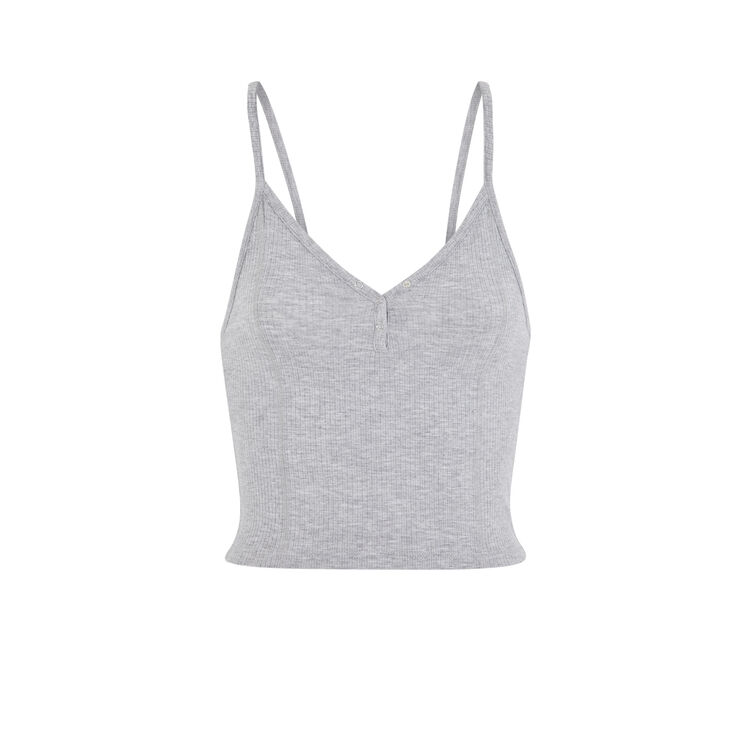 Crop top con automáticos petitdebiz gris claro.