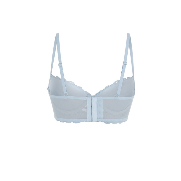 Sujetador corpiño push-up de encaje y cintas marceliz azul gris.