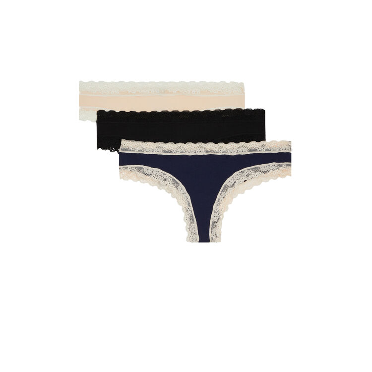 Juego de 3 braguitas de algodón liso new skinny Juego de 3 braguitas de algodón liso new skinny;