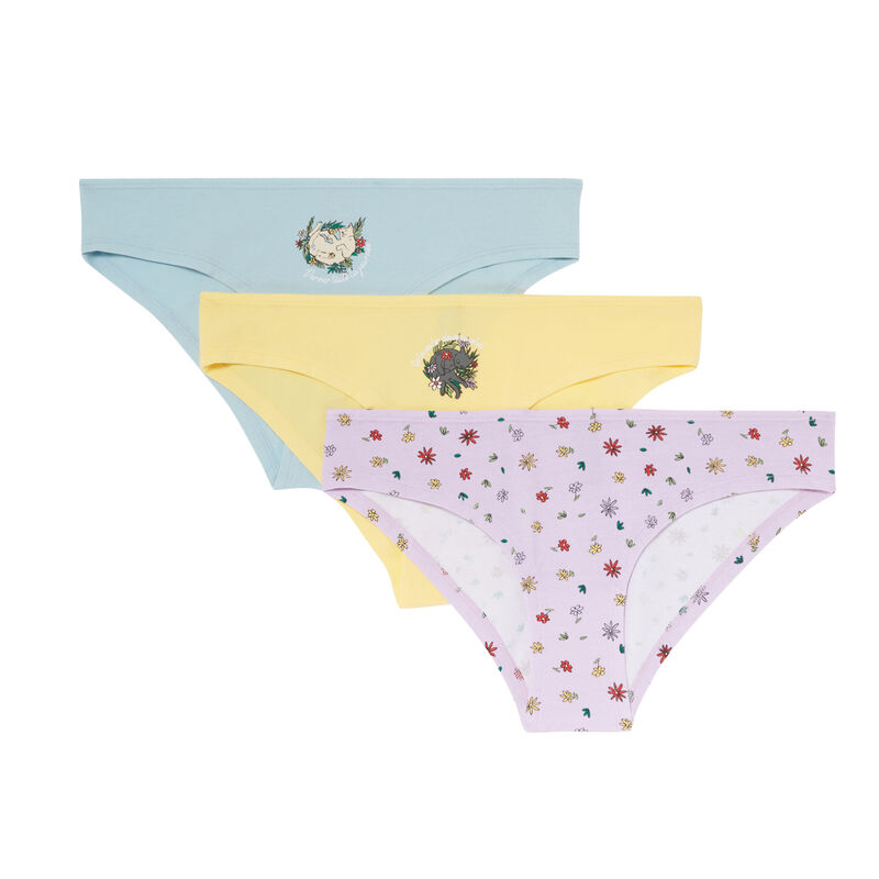 Juego de 3 braguitas estilo flores - morado Juego de 3 braguitas estilo flores - morado;