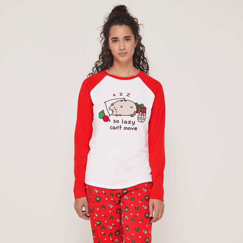Conjunto de pijama top + pantalón estampado Pusheen interpusheenaniz Conjunto de pijama top + pantalón estampado Pusheen interpusheenaniz;