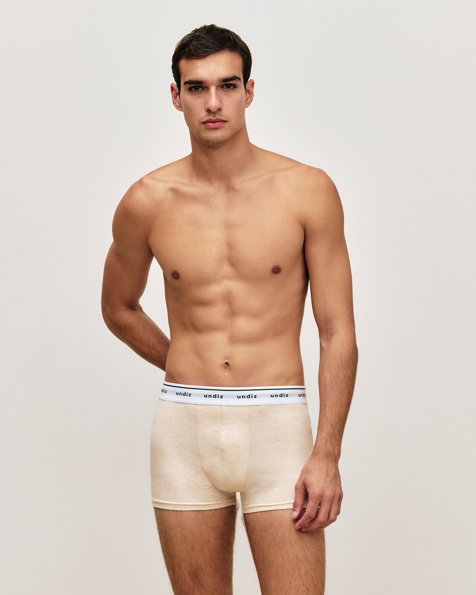 bóxer de algodón de un solo color hueso Undiz